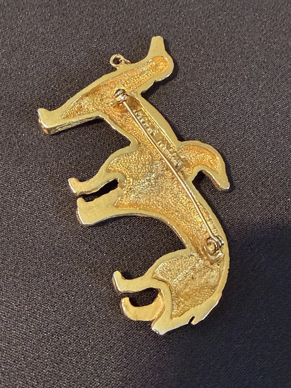 Vintage Mode Vallie Gold Tone Borzoi Afghan Hound Dog Brooch Rhinestone Collar