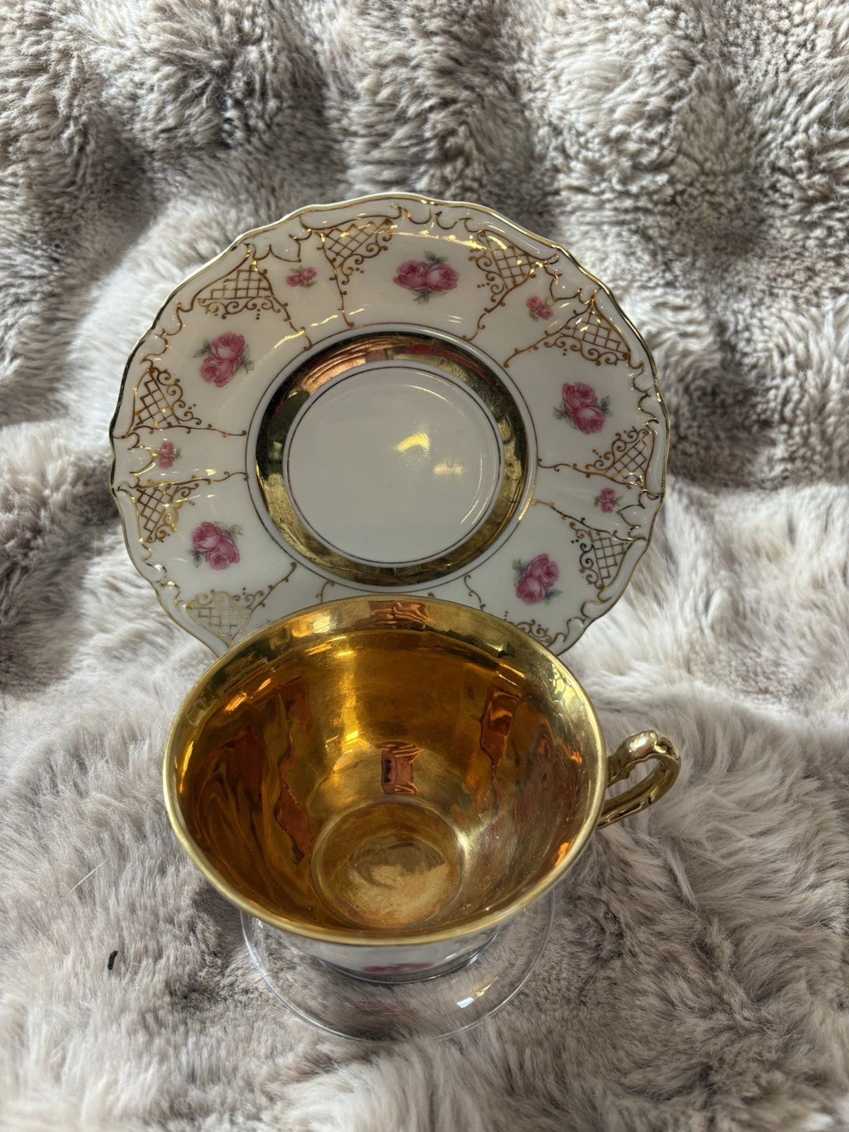 Winterling Bavaria Bone China Teacup And Saucer - Pings - Gold