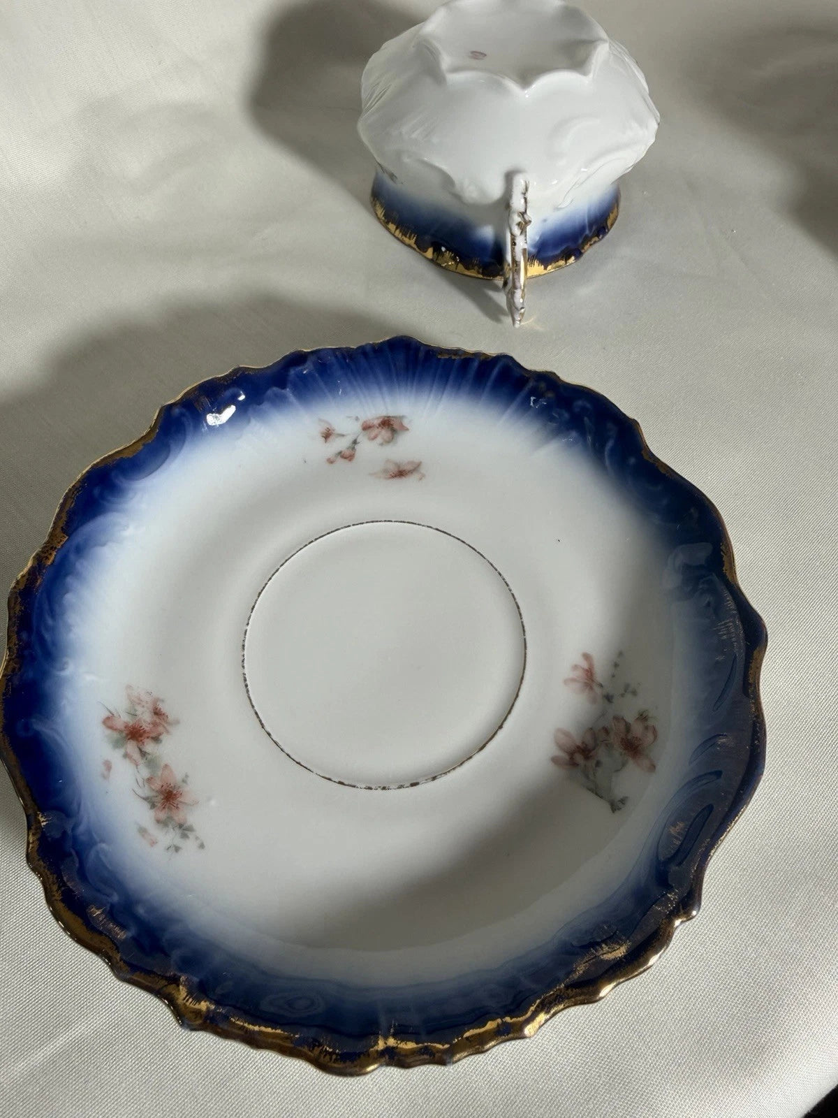 Antique French Limoges Porcelain Cup & Saucer c.1900 - Pings