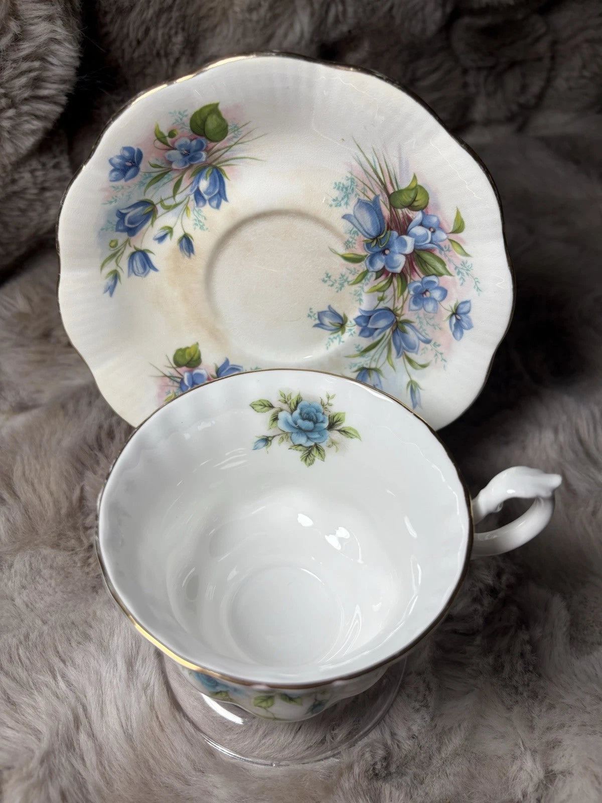 Royal Albert Bone China Tea Cup & Saucer – Blue Floral – England