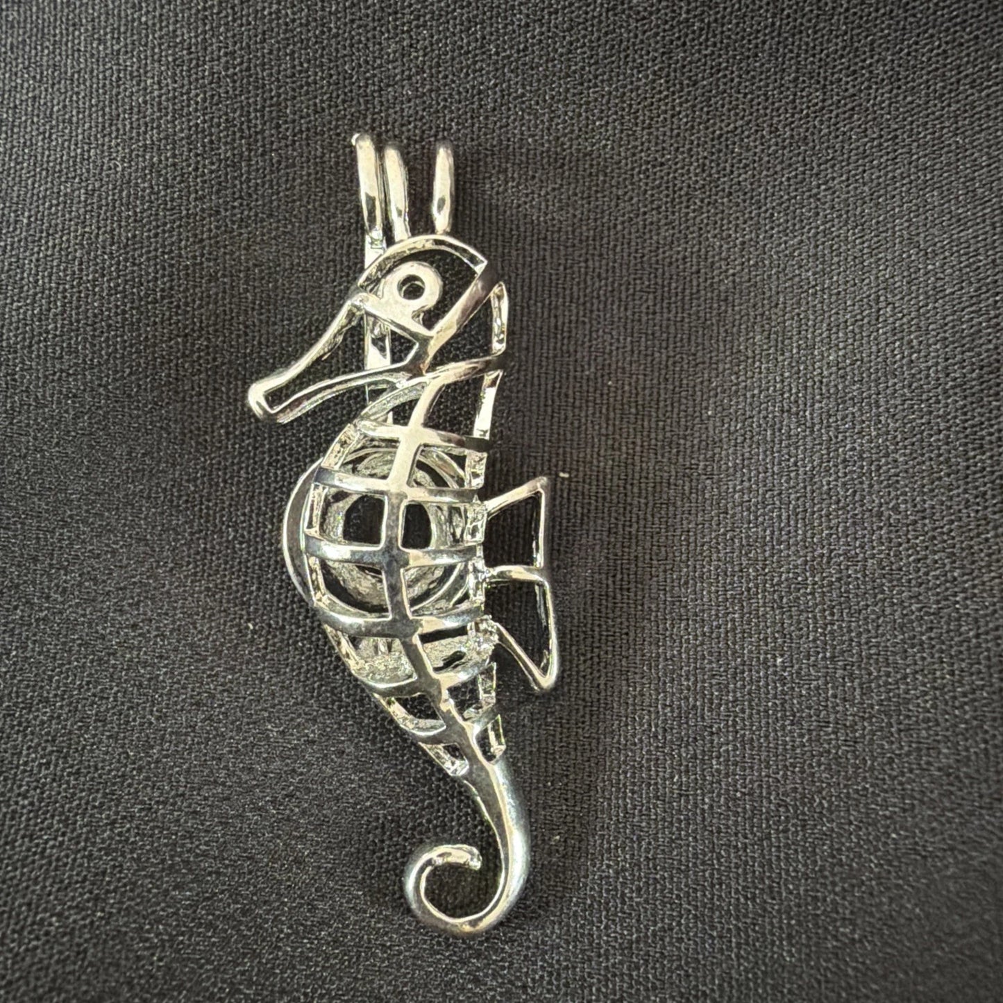Seahorse Necklace Charm – Ocean Life Cage Pendant
