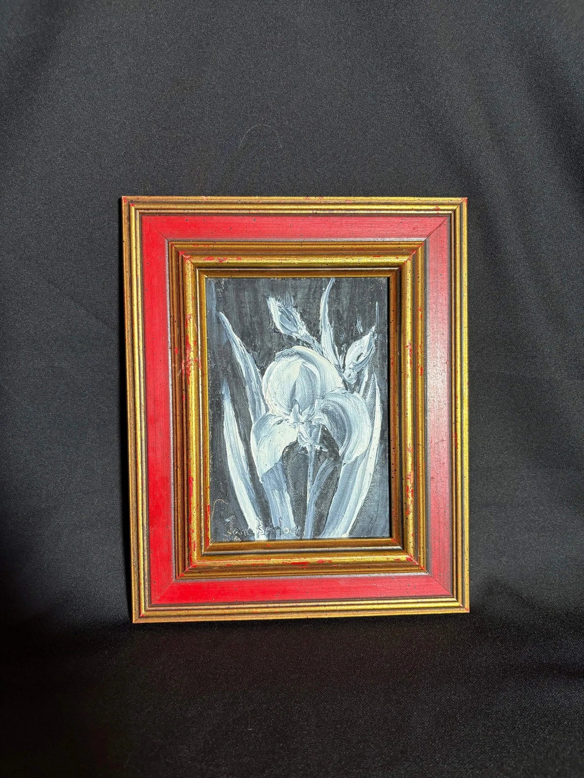 Monochrome Floral Oil Painting by Jane Barlow – Framed Original Artwork