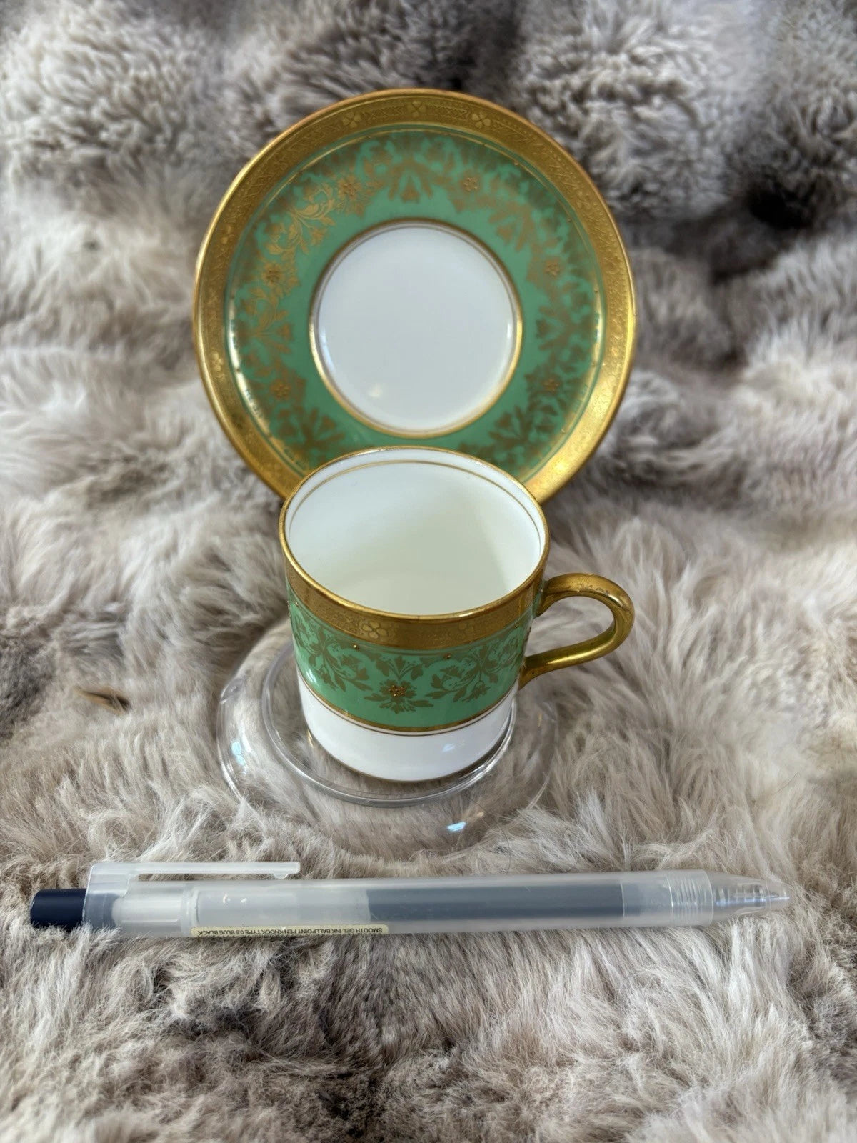 Royal Albert Demitasse Cup & Saucer Green Gold Bone China England