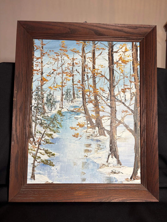 Winter Forest Landscape by Jane Barlow – Original Canadian Oil Painting on Canva