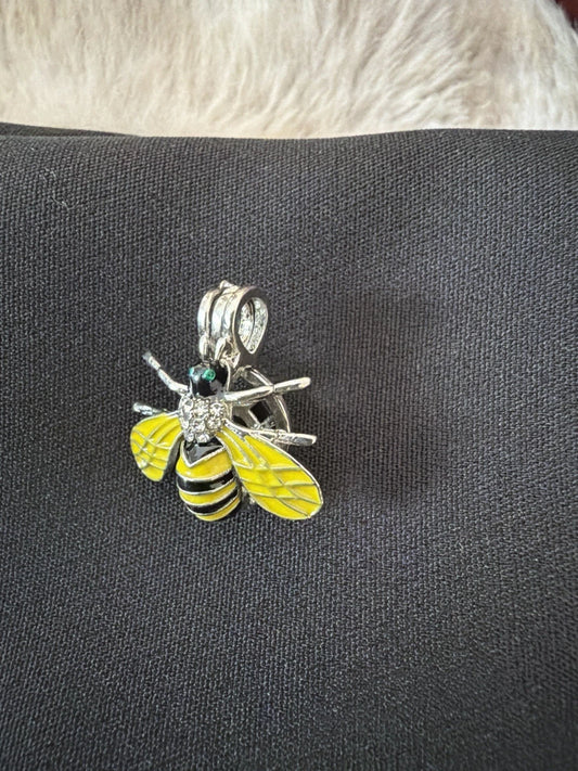 Bee Necklace Charm – Yellow Enamel & Crystal Accents