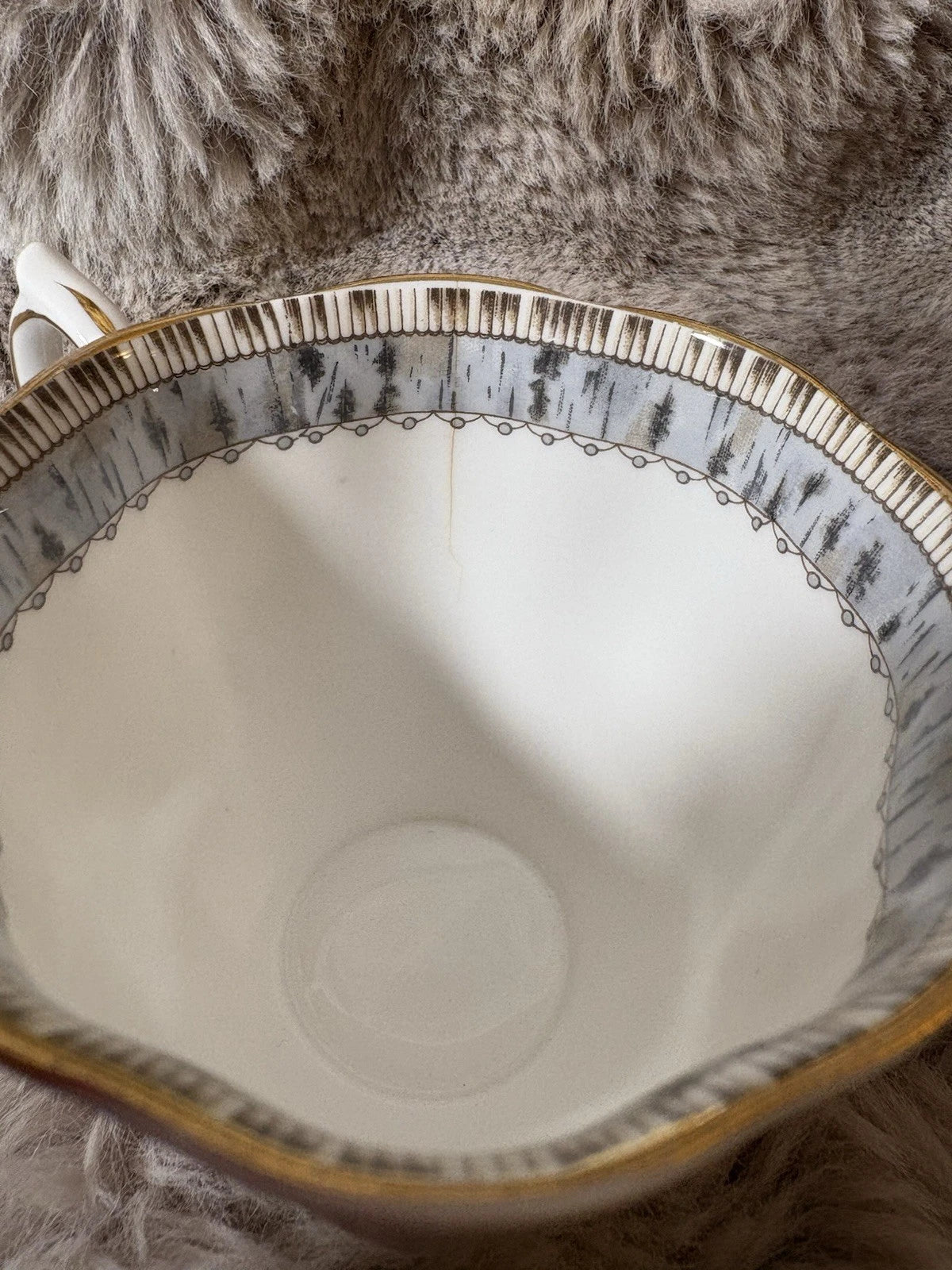 Royal Albert Silver Birch Teacup & Saucer – Both Cracked –Bone China- Sold As Is