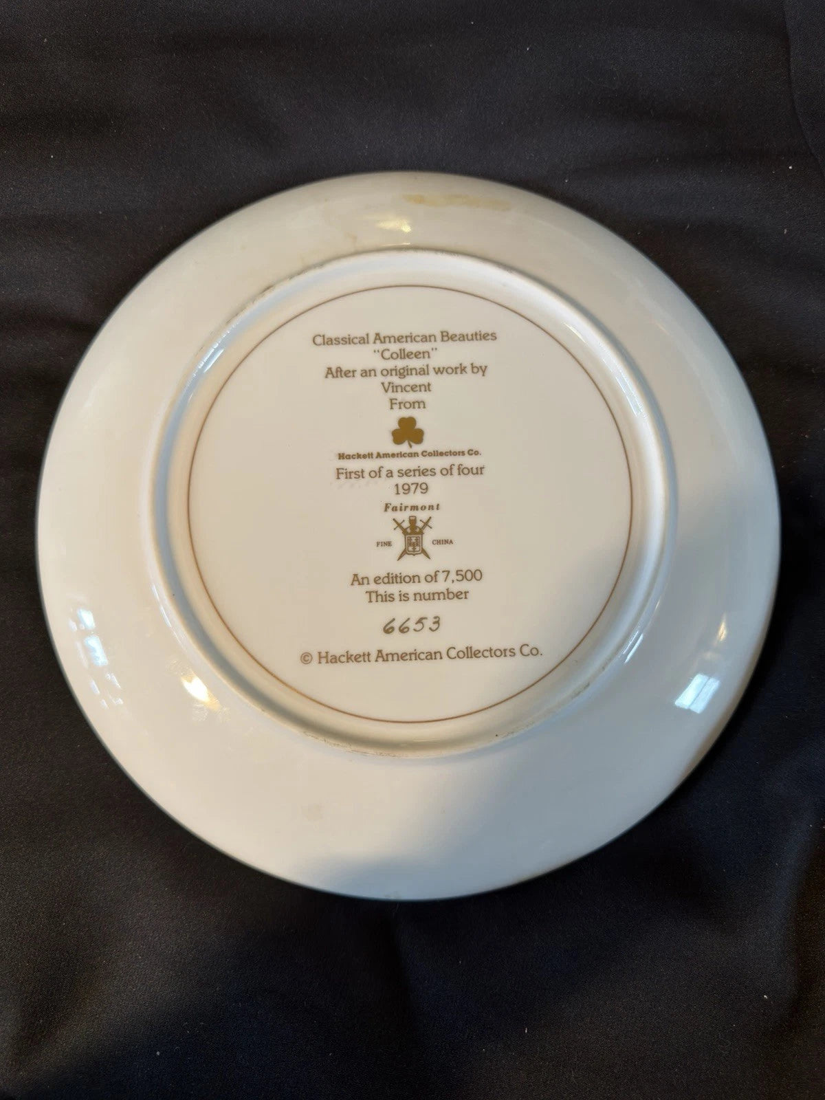 Vintage “Colleen” Collector Plate Vincent Hackett American Beauties