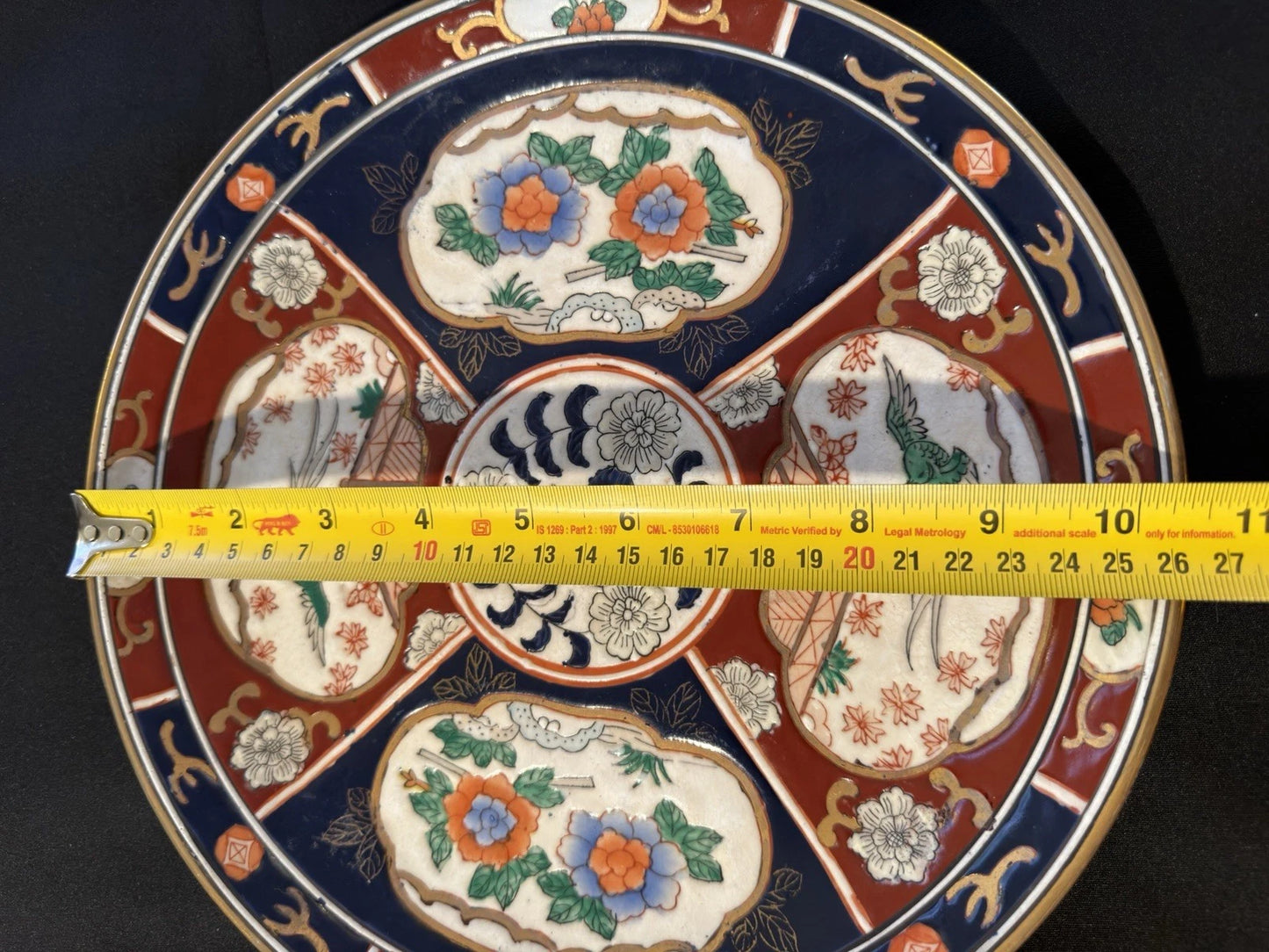 Antique Japanese Imari Charger Plate Hand Painted Meiji Floral Phoenix 10.5”