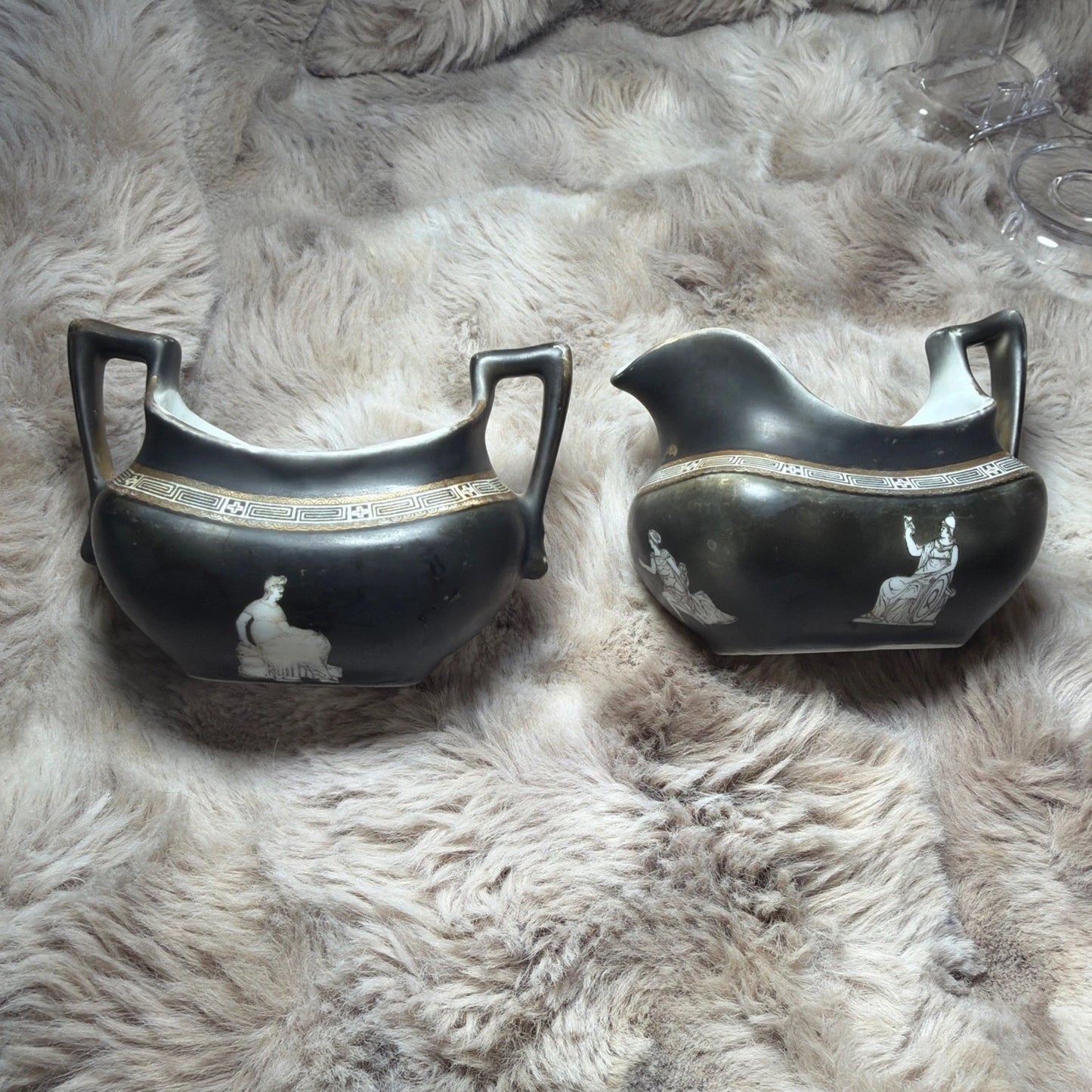 Vintage Royal Bayreuth Bavaria Sugar & Creamer Set – Matte Black