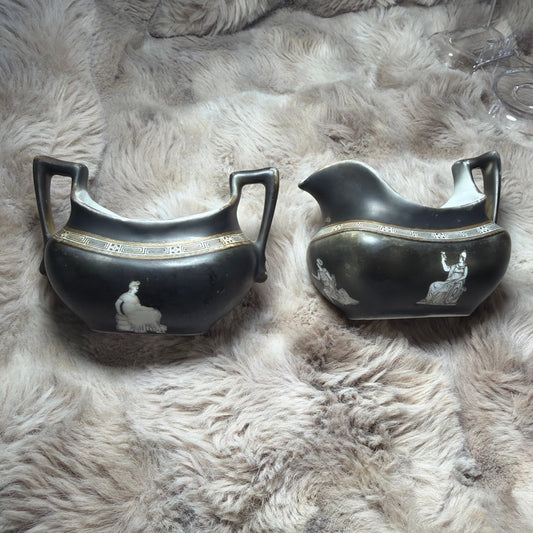 Vintage Royal Bayreuth Bavaria Sugar & Creamer Set – Matte Black