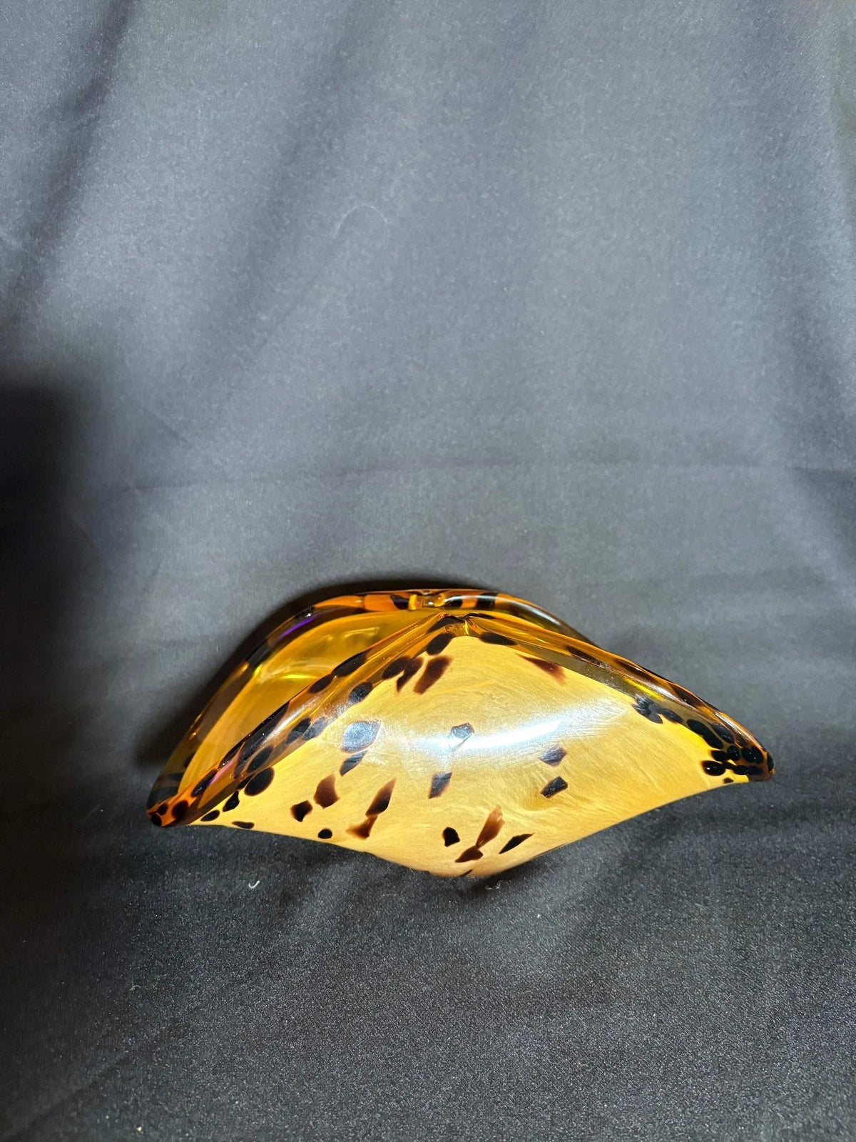 Murano Glass Scavo Bowl – Handcrafted Amber & Tortoiseshell Art Glass