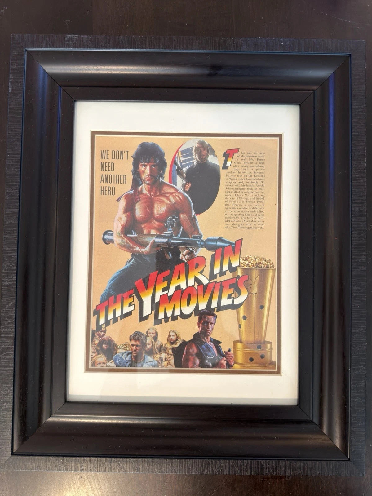 Playboy 1986 “The Year Movies" Frame - Arnold, Mel Gib, Chuck Norris, Sylvester