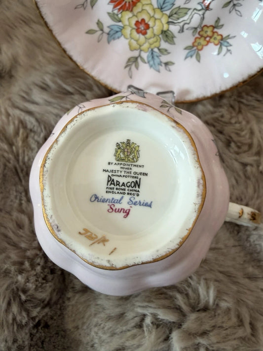 🌸 Paragon Fine Bone China Teacup & Saucer – Oriental Series “Sung” - Pings