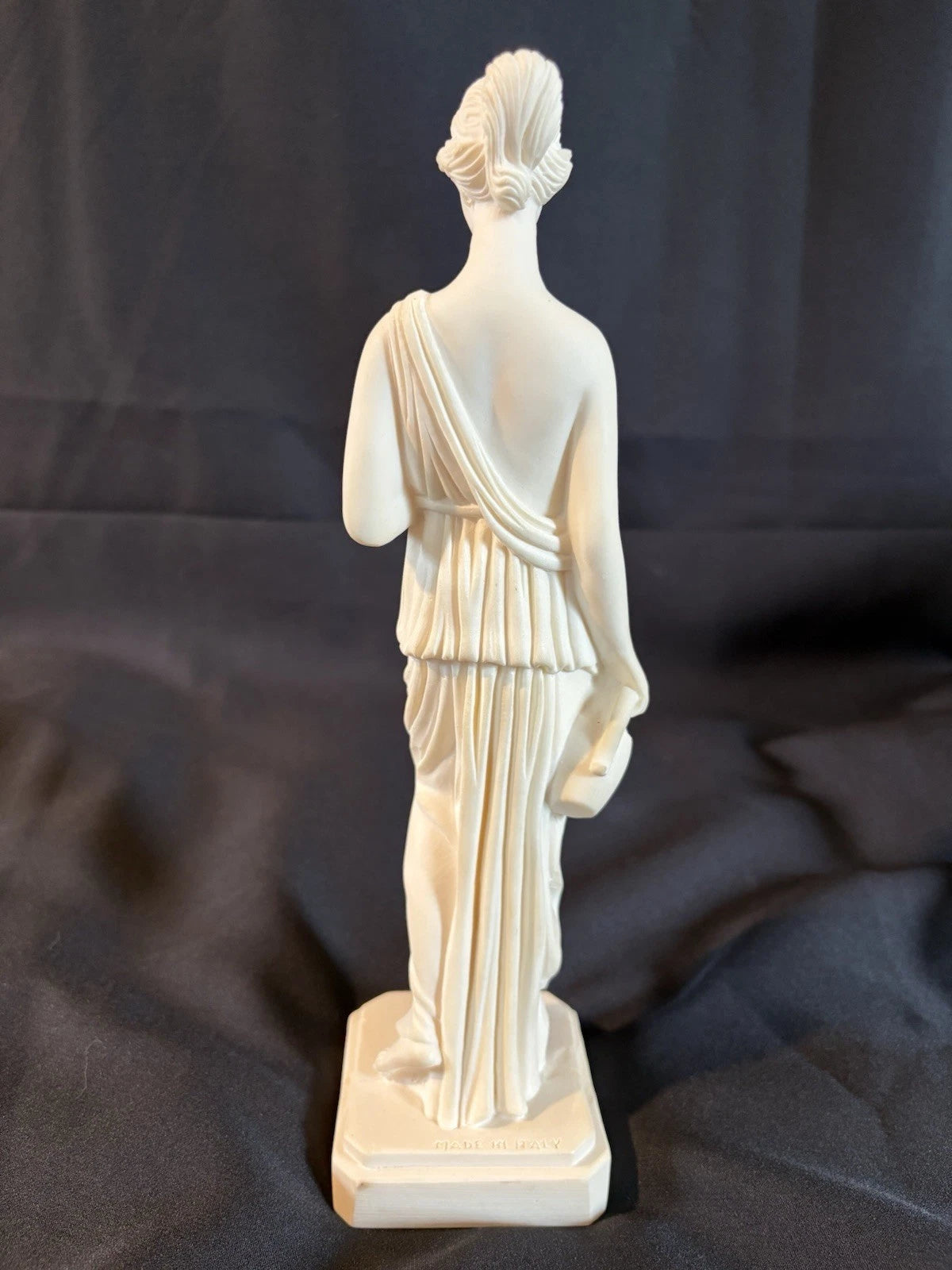 Neoclassical Greek Goddess Statue Plaster Figurine Lady with Bowl 10.5”