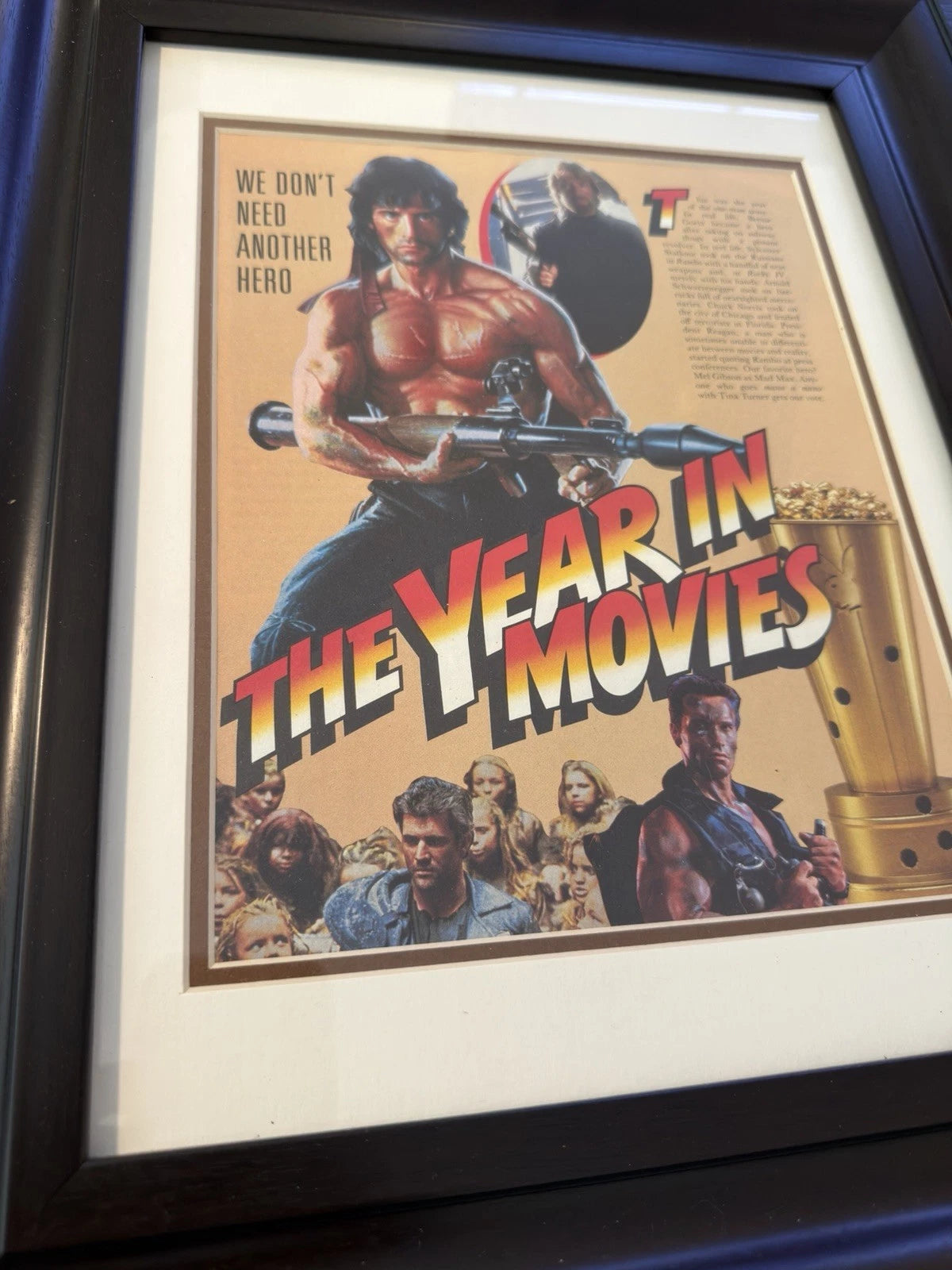 Playboy 1986 “The Year Movies" Frame - Arnold, Mel Gib, Chuck Norris, Sylvester