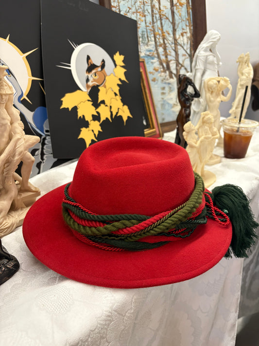 Vintage Müllbauer Wien Red Felt Trachten Hat