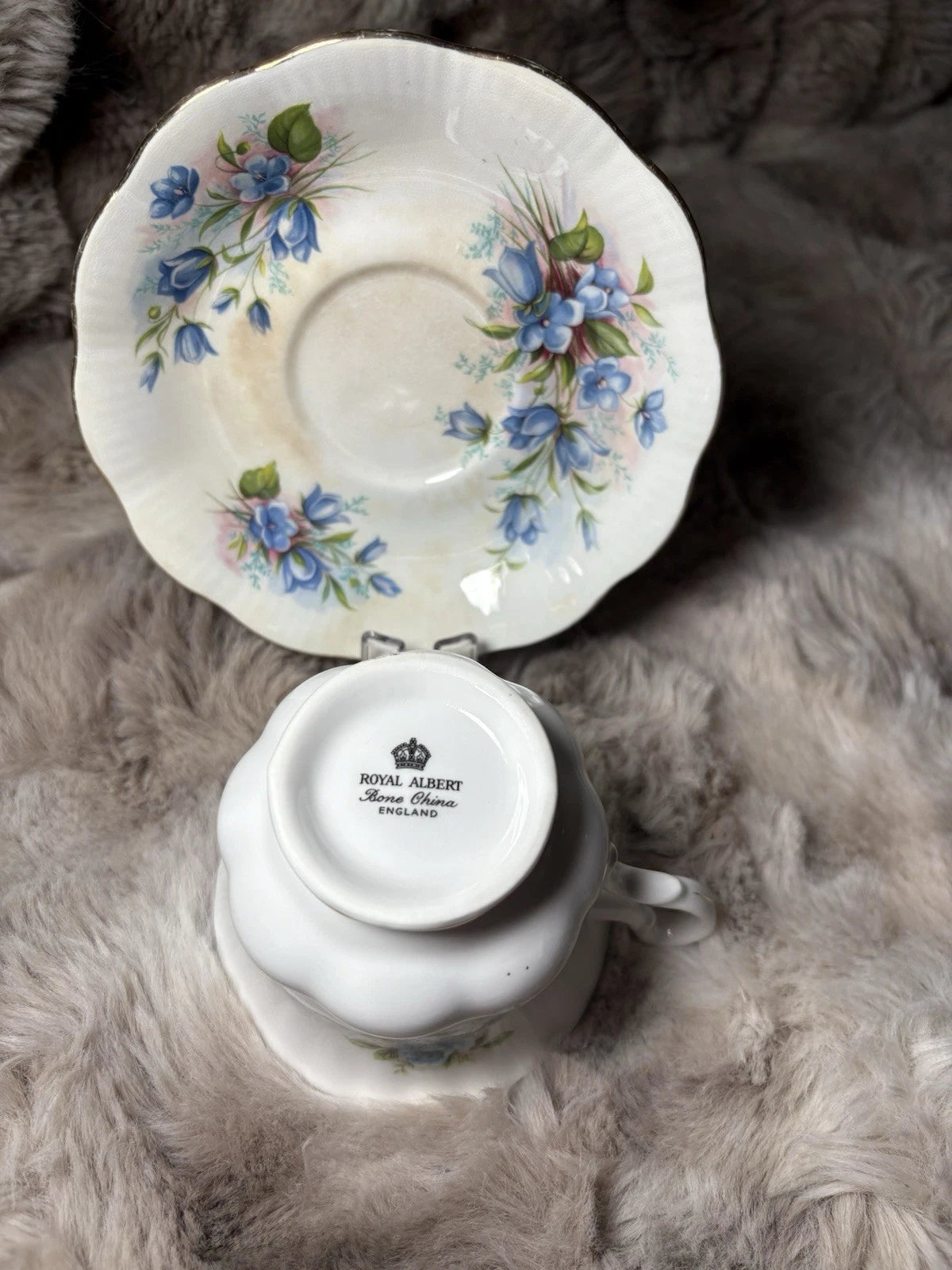 Royal Albert Bone China Tea Cup & Saucer – Blue Floral – England