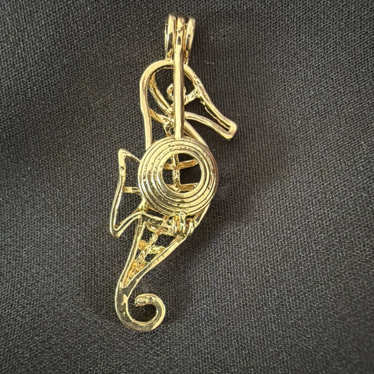 Seahorse Necklace Charm – Ocean Life Cage Pendant