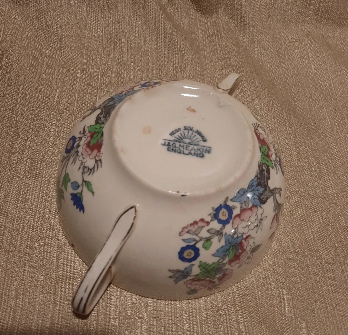 Meakin Indian Tree Flat Cream Soup Bowl & Saucer Set circa 1912