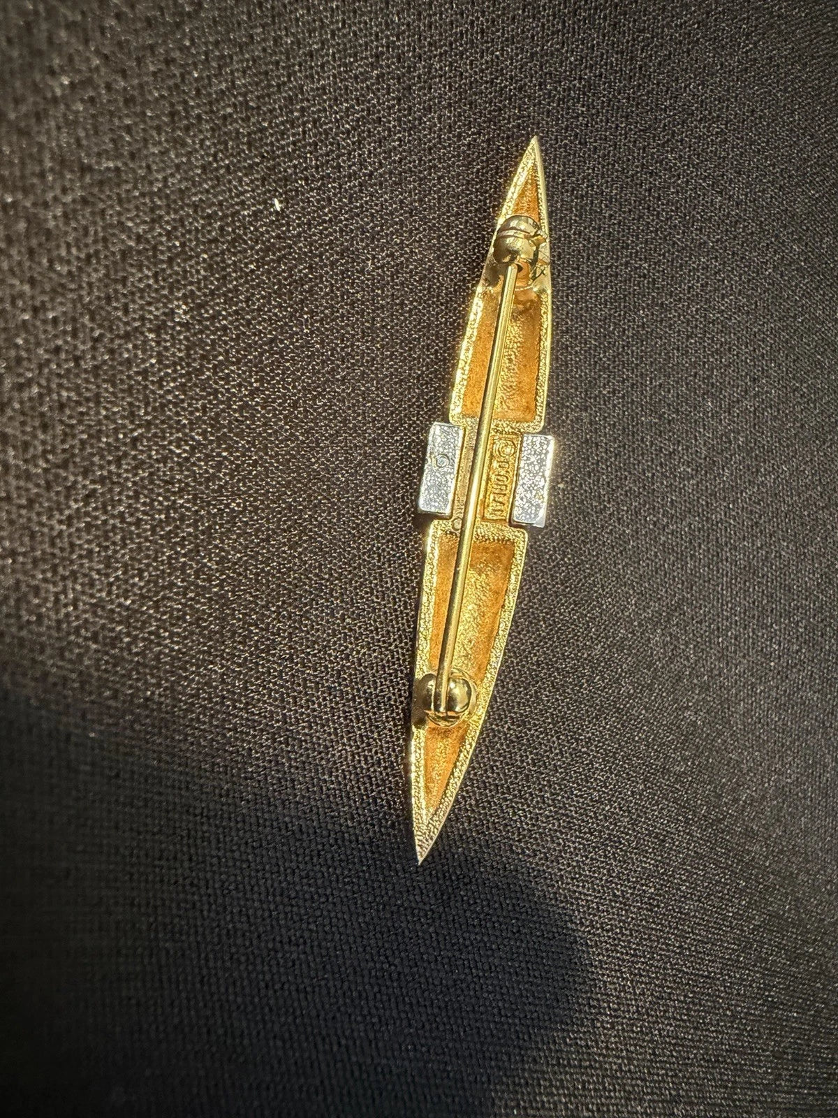 Vintage D’Orlan Gold Tone Bar Brooch Rhinestone Accent Signed Designer Pin