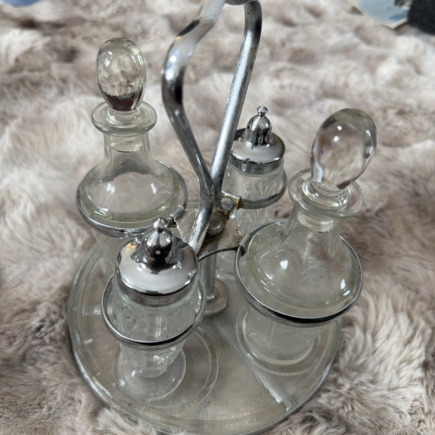 Vintage Jeannette Glass Metal Craft Condiment Set – 1950s–1960s