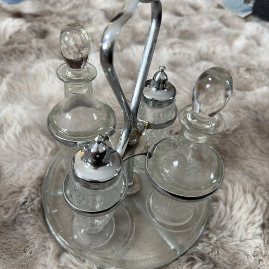 Vintage Jeannette Glass Metal Craft Condiment Set – 1950s–1960s