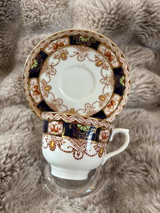 Colclough China Teacup & Saucer – Blue & Gold Imari Style – English - Pings