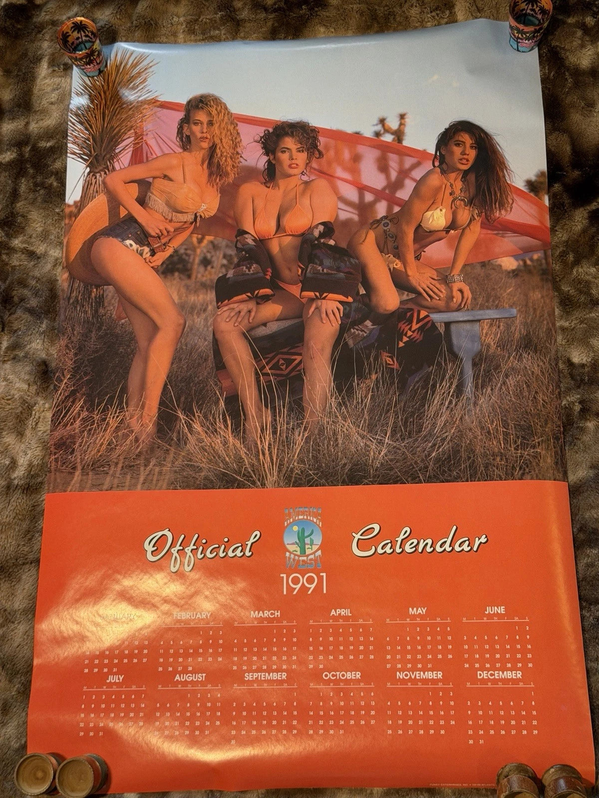 Vintage Pin up Poster - 1991 Calendar - West Girls