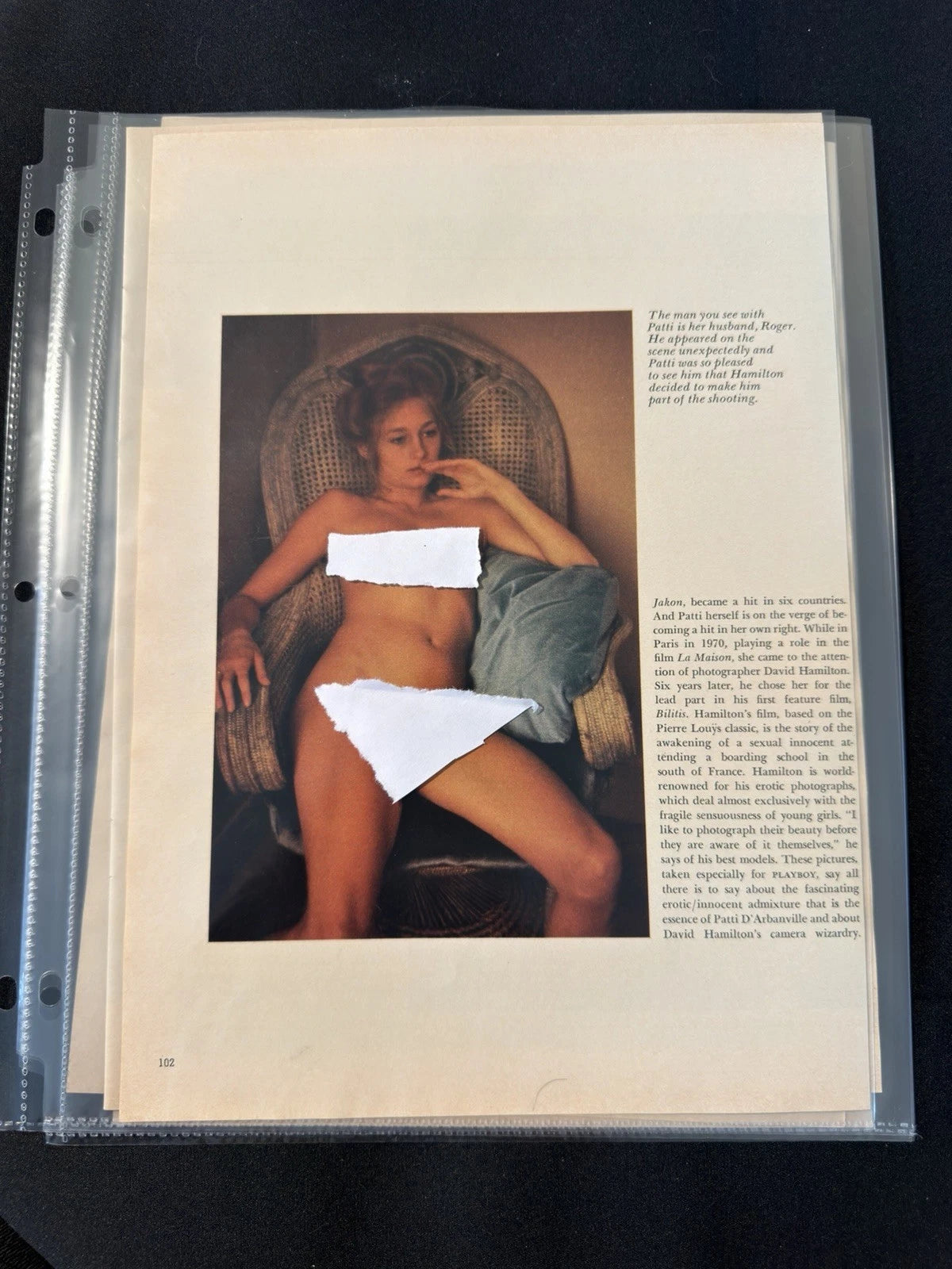 Rare Original 1970s Playboy Patti D’Arbanville Feature – 4 Page Photo Spread