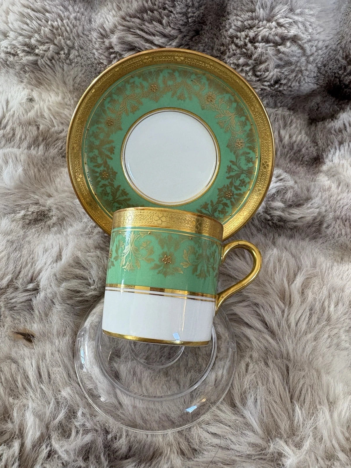 Royal Albert Demitasse Cup & Saucer Green Gold Bone China England
