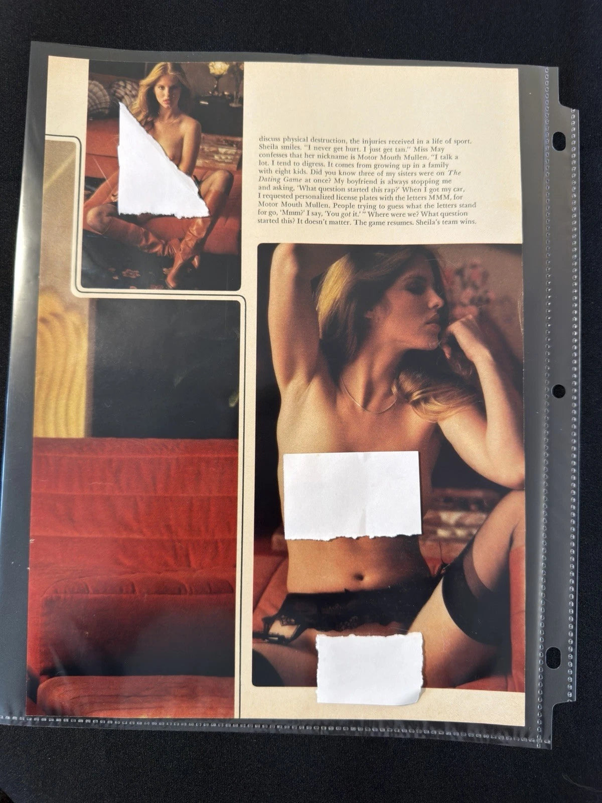 Vintage 1970s Playboy Sheila Mullen 4-Page Photo Article Lot Wall Art