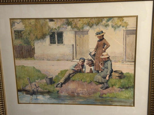 Vintage Alfred Hartley Watercolour Painting – Signed – Framed