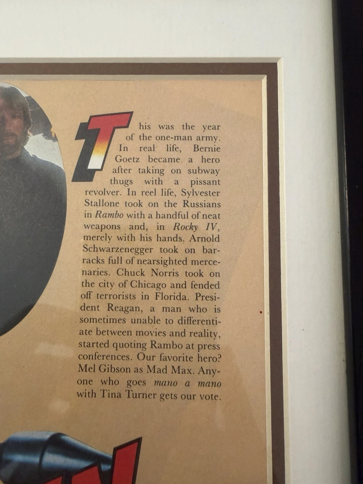 Playboy 1986 “The Year Movies" Frame - Arnold, Mel Gib, Chuck Norris, Sylvester