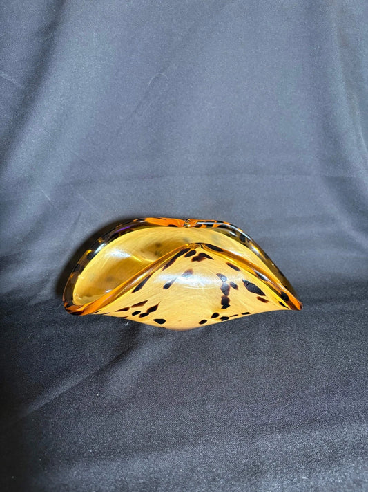 Murano Glass Scavo Bowl – Handcrafted Amber & Tortoiseshell Art Glass