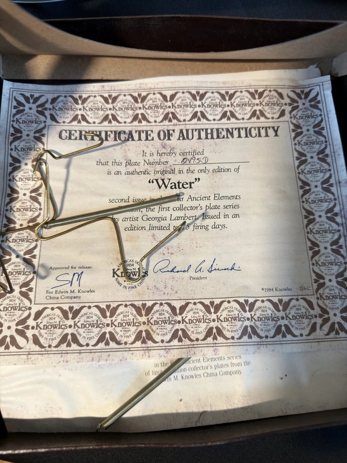 Knowles “Water” Plate Georgia Lambert 1984 Four Ancient Elements