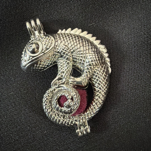 Chameleon Necklace Charm – Lizard Cage Pendant