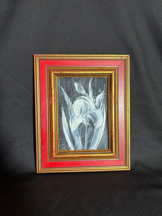 Monochrome Floral Oil Painting by Jane Barlow – Framed Original Artwork