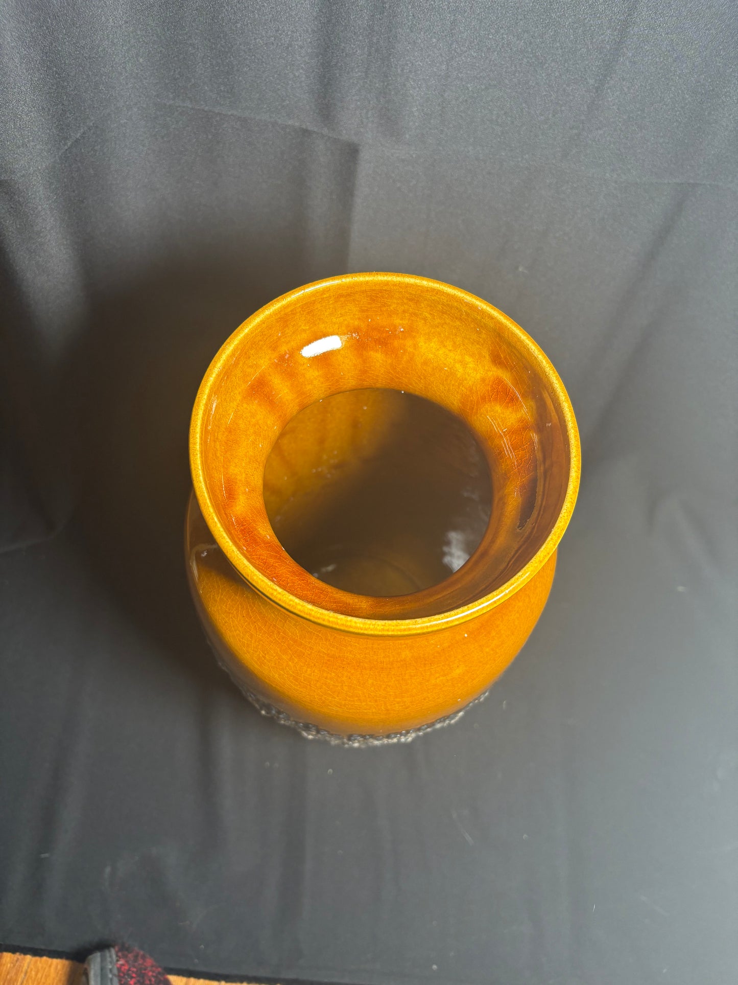 Mid-Century Modern Drip Glaze Vase - Orange & Cream West German Style