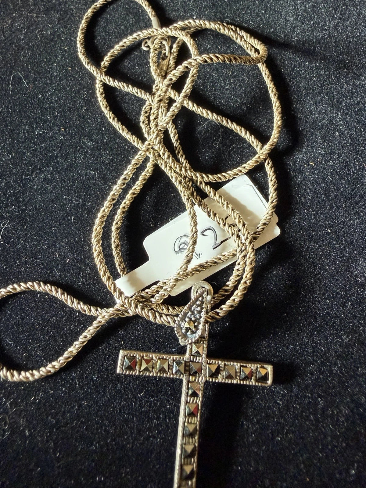 Sterling Silver Cross Necklace with Rope Chain