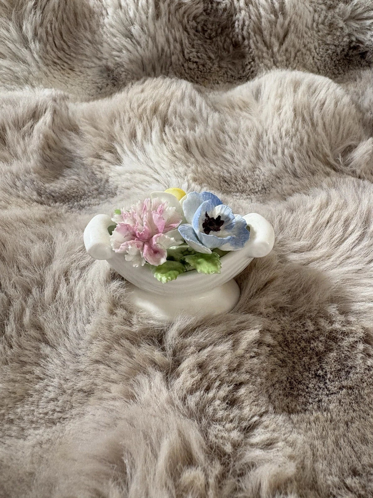 Royal Doulton Flower Bouquet Basket Bone China - Fine Hairline Crack