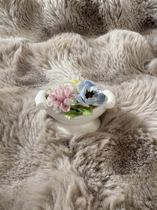Royal Doulton Flower Bouquet Basket Bone China - Fine Hairline Crack