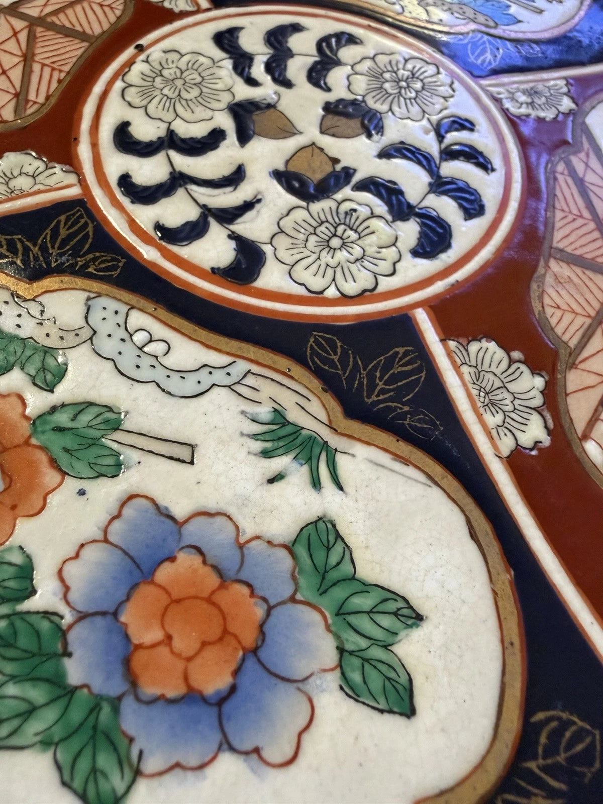 Antique Japanese Imari Charger Plate Hand Painted Meiji Floral Phoenix 10.5”
