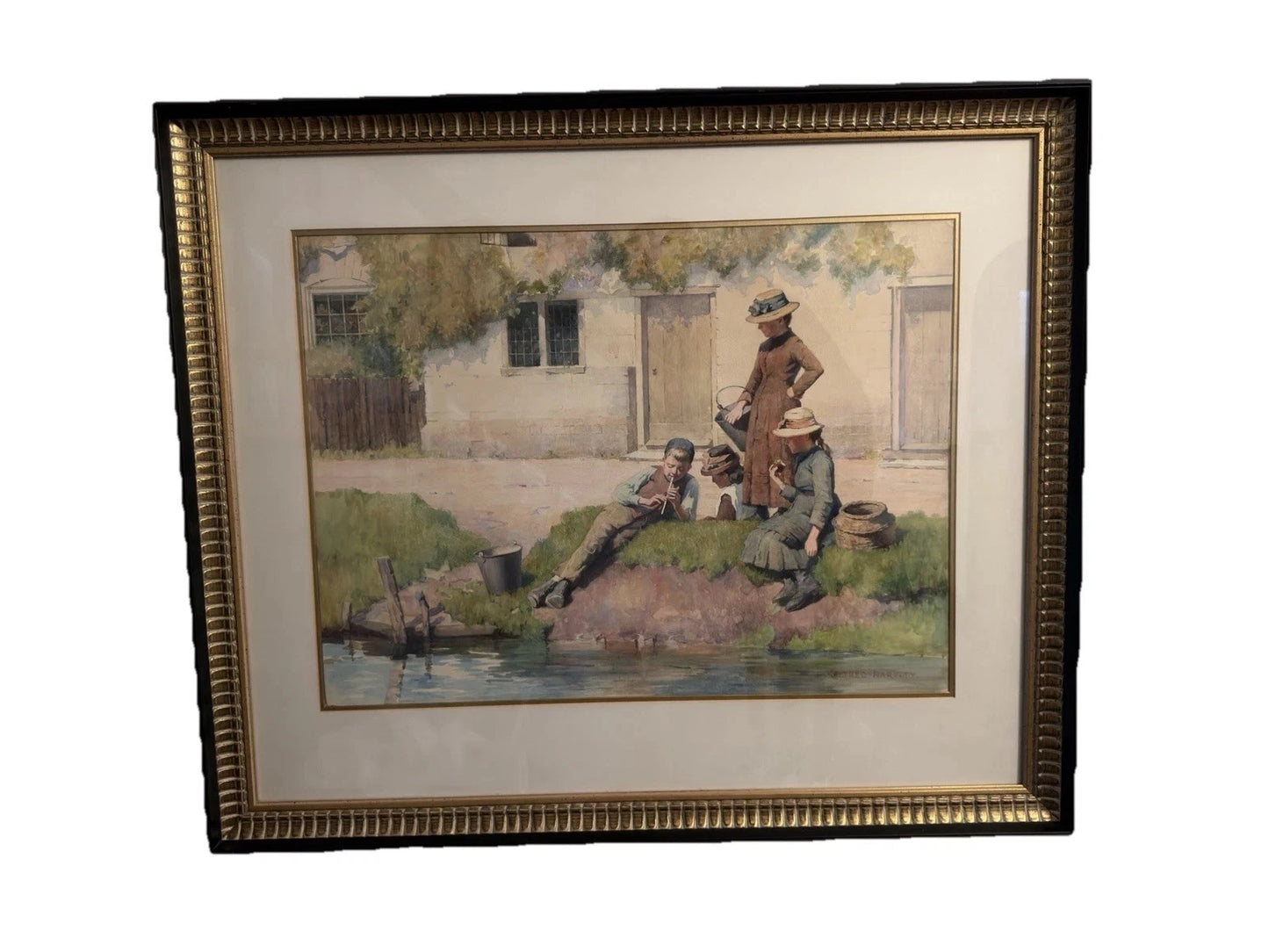 Vintage Alfred Hartley Watercolour Painting – Signed – Framed
