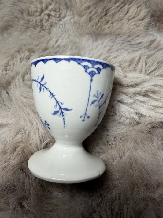 Vintage Blue & White Egg Cups – Lot of 3 – 1 w/ Hairline Crack
