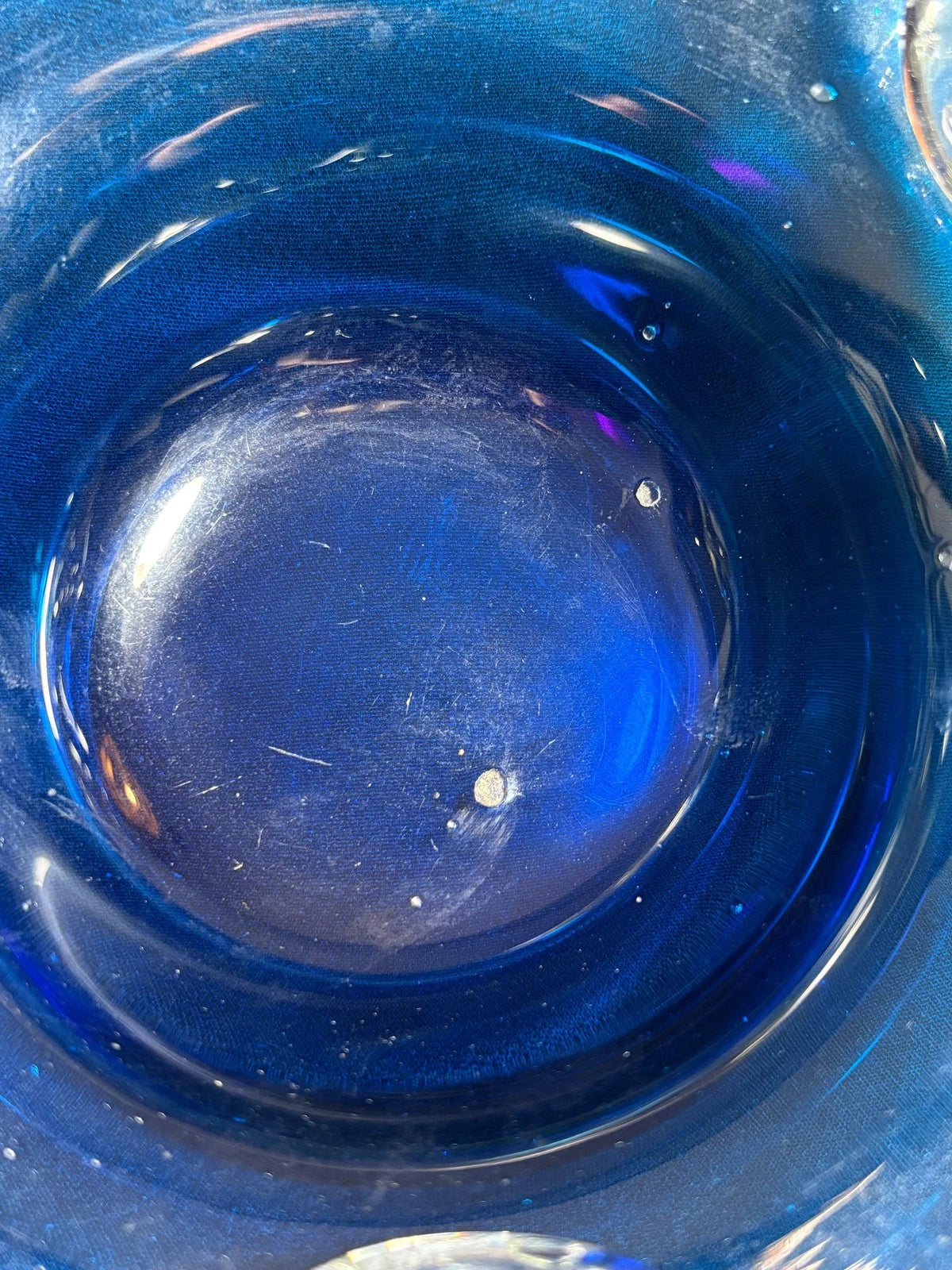 Murano Glass Bullicante Bowl – Hand-Blown Cobalt Blue & Clear Art Glass (Mid-Cen