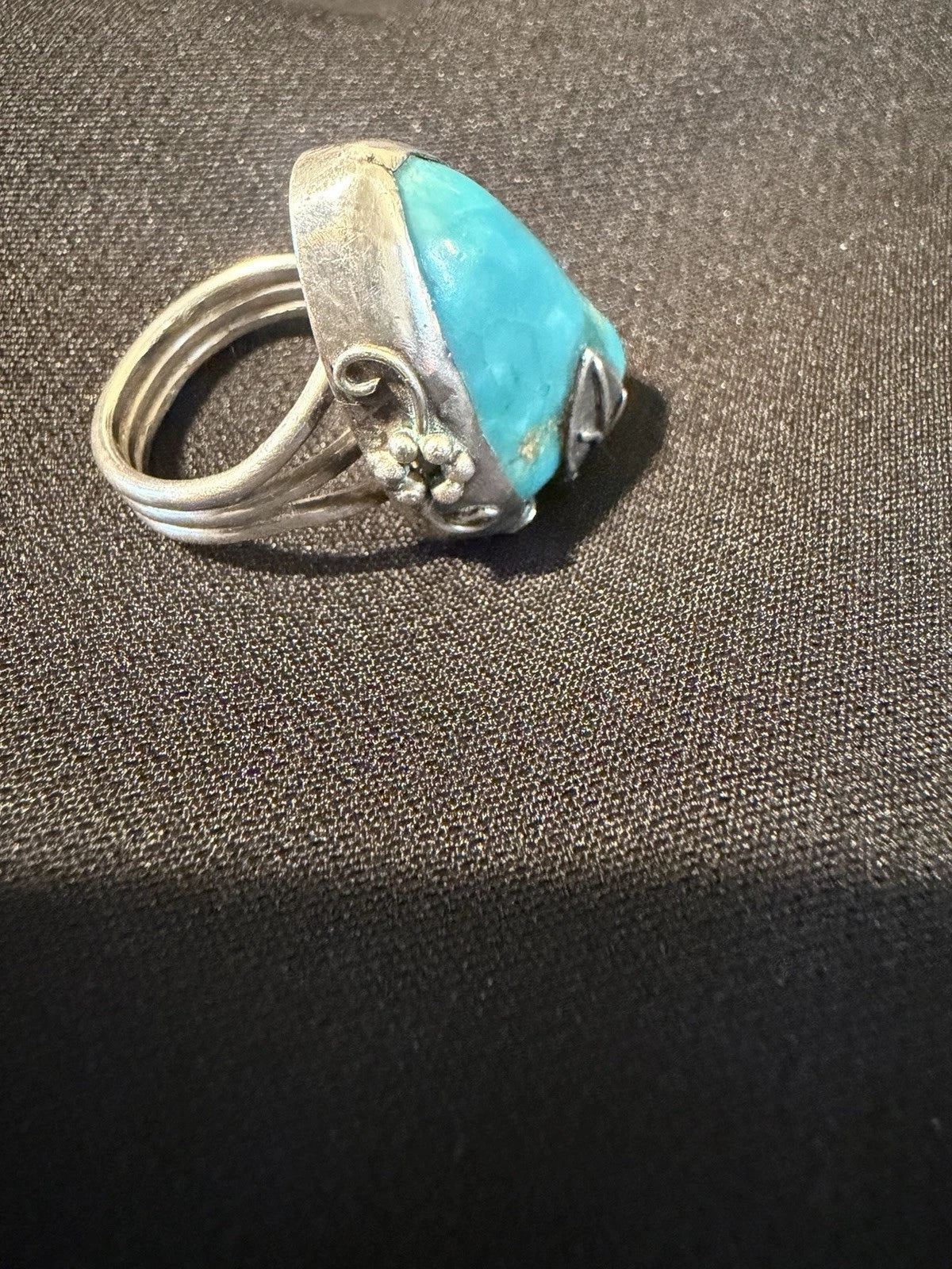 Vintage 925 Sterling Silver Turquoise Ring Size 7 Large Statement Artisan Boho