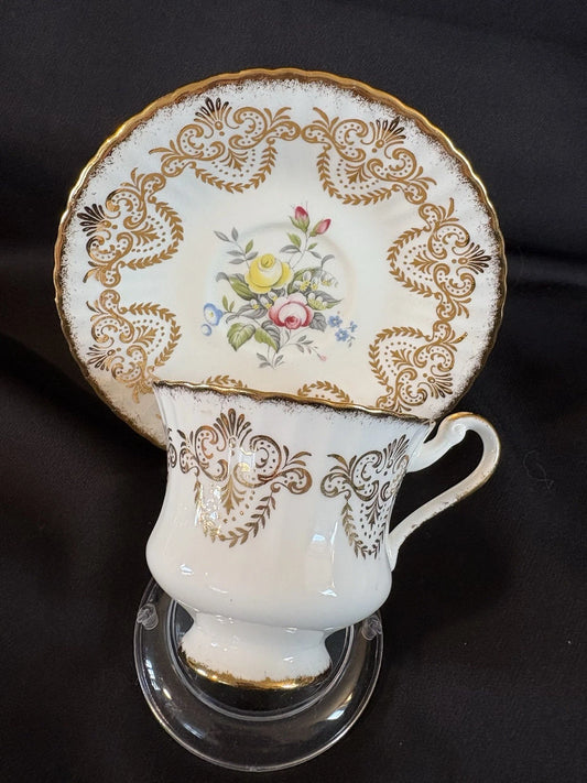 Vintage Paragon Teacup & Saucer Fine Bone China Gold Gilt Floral England