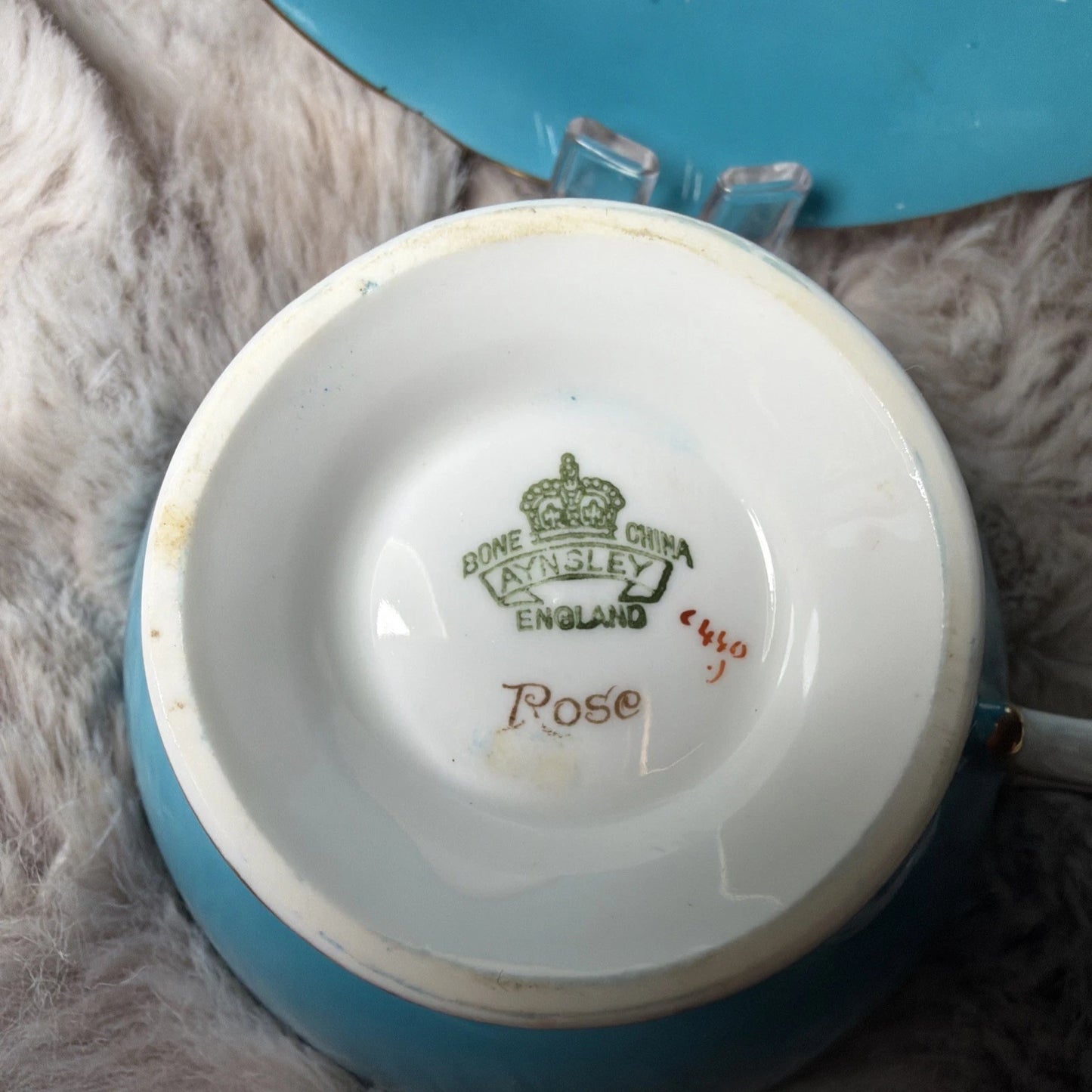 READ Aynsley G. BENTLEY Hand Painted WILD ROSE Signed Teacup Saucer - Crazing
