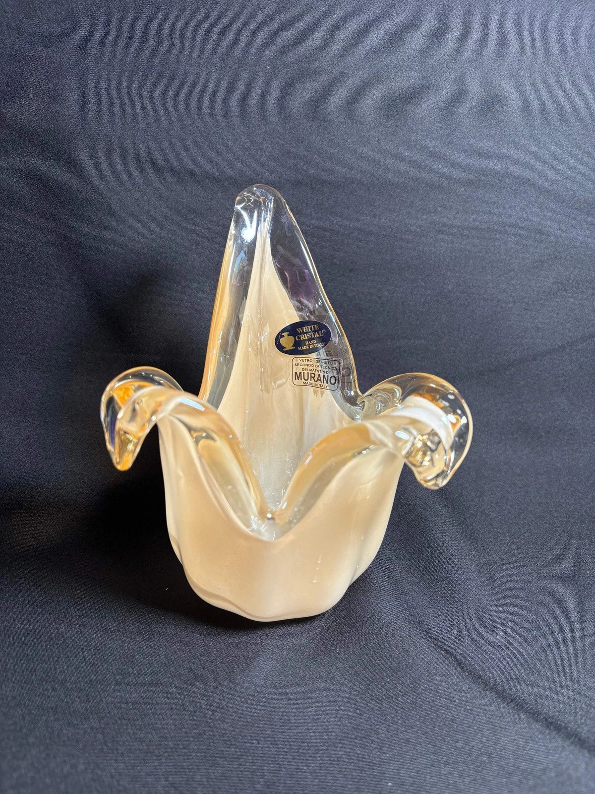 Handmade Murano Glass Bowl – White Cristal Venezia Italy