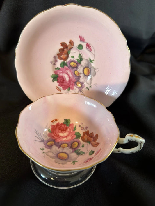 Paragon Fine Bone China Teacup & Saucer Pink Floral England